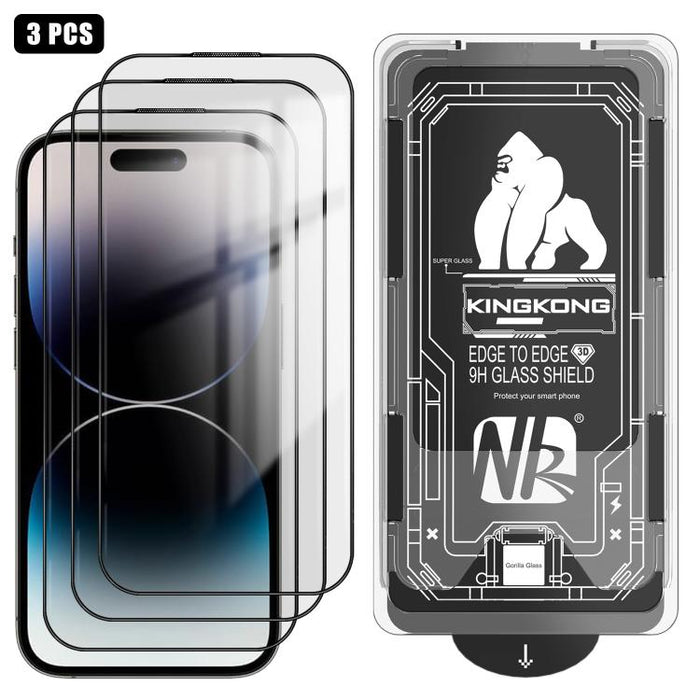 3 unidades de caja de fácil instalación, libre de polvo, con borde curvo 3D, HD, galvanizada y de vidrio templado a prueba de explosiones., For iPhone 17 Pro Max, For iPhone 17 Pro, For iPhone 17, For iPhone Air, For iPhone 16 Pro Max, For iPhone 16 Pr...