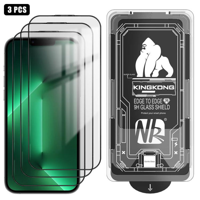 3 unidades de caja de fácil instalación, libre de polvo, con borde curvo 3D, HD, galvanizada y de vidrio templado a prueba de explosiones., For iPhone 17 Pro Max, For iPhone 17 Pro, For iPhone 17, For iPhone Air, For iPhone 16 Pro Max, For iPhone 16 Pr...