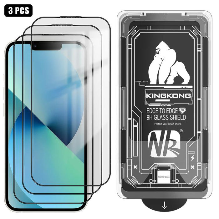 3 unidades de caja de fácil instalación, libre de polvo, con borde curvo 3D, HD, galvanizada y de vidrio templado a prueba de explosiones., For iPhone 17 Pro Max, For iPhone 17 Pro, For iPhone 17, For iPhone Air, For iPhone 16 Pro Max, For iPhone 16 Pr...