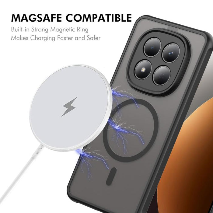 Funda para teléfono ENKAY Hat-Prince MagSafe mate translúcida a prueba de golpes con gran borde curvado., For Redmi Note 15 Pro 4G Global 163.2mm, For Redmi Note 15 Pro 5G Global 163.6mm