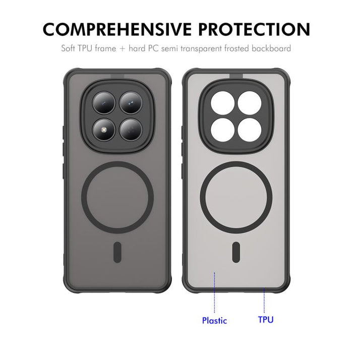 Funda para teléfono ENKAY Hat-Prince MagSafe mate translúcida a prueba de golpes con gran borde curvado., For Redmi Note 15 Pro 4G Global 163.2mm, For Redmi Note 15 Pro 5G Global 163.6mm