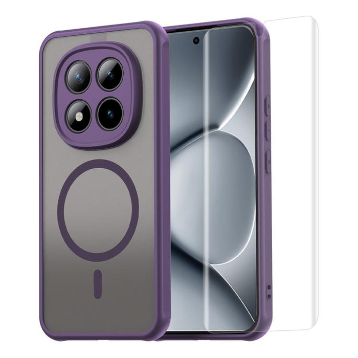 Funda para teléfono ENKAY Hat-Prince MagSafe mate translúcida a prueba de golpes con película de hidrogel suave, For Redmi Note 15 Pro+ 5G Global 163.3mm, For Redmi Note 15 4G / 5G Global 164mm