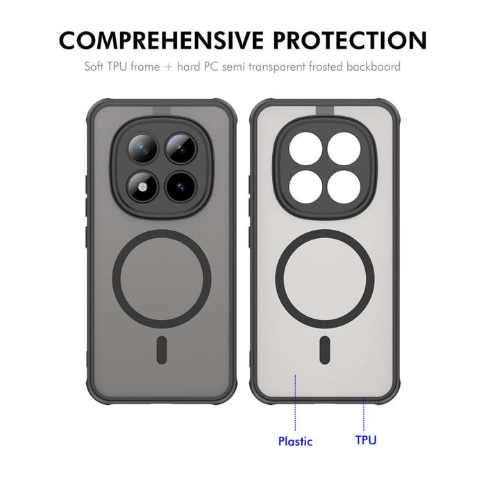 Funda para teléfono ENKAY Hat-Prince MagSafe mate translúcida a prueba de golpes con película de hidrogel suave, For Redmi Note 15 Pro+ 5G Global 163.3mm, For Redmi Note 15 4G / 5G Global 164mm