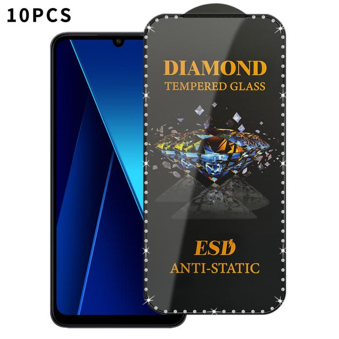 10 láminas de vidrio templado antiestático de alta definición con serigrafía de diamantes y pantalla completa., For Xiaomi Poco M7, For Xiaomi Poco C75, For Xiaomi Poco M6 Pro 4G, For Xiaomi Poco C65, For Xiaomi Poco F5 Pro, For Xiaomi Poco C51        ...