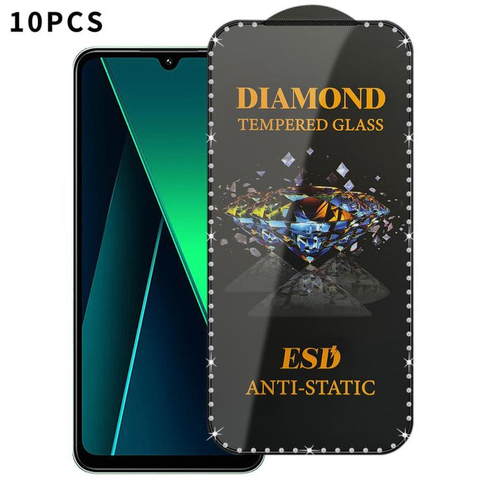 10 láminas de vidrio templado antiestático de alta definición con serigrafía de diamantes y pantalla completa., For Xiaomi Poco M7, For Xiaomi Poco C75, For Xiaomi Poco M6 Pro 4G, For Xiaomi Poco C65, For Xiaomi Poco F5 Pro, For Xiaomi Poco C51        ...
