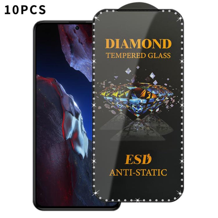 10 láminas de vidrio templado antiestático de alta definición con serigrafía de diamantes y pantalla completa., For Xiaomi Poco M7, For Xiaomi Poco C75, For Xiaomi Poco M6 Pro 4G, For Xiaomi Poco C65, For Xiaomi Poco F5 Pro, For Xiaomi Poco C51        ...