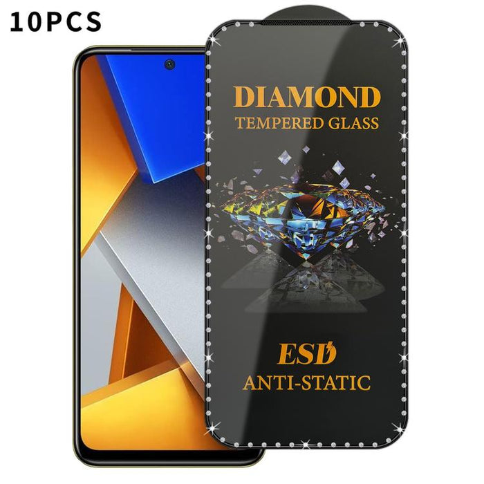 10 láminas de vidrio templado antiestático de alta definición con serigrafía de diamantes y pantalla completa., For Xiaomi Poco M7, For Xiaomi Poco C75, For Xiaomi Poco M6 Pro 4G, For Xiaomi Poco C65, For Xiaomi Poco F5 Pro, For Xiaomi Poco C51        ...