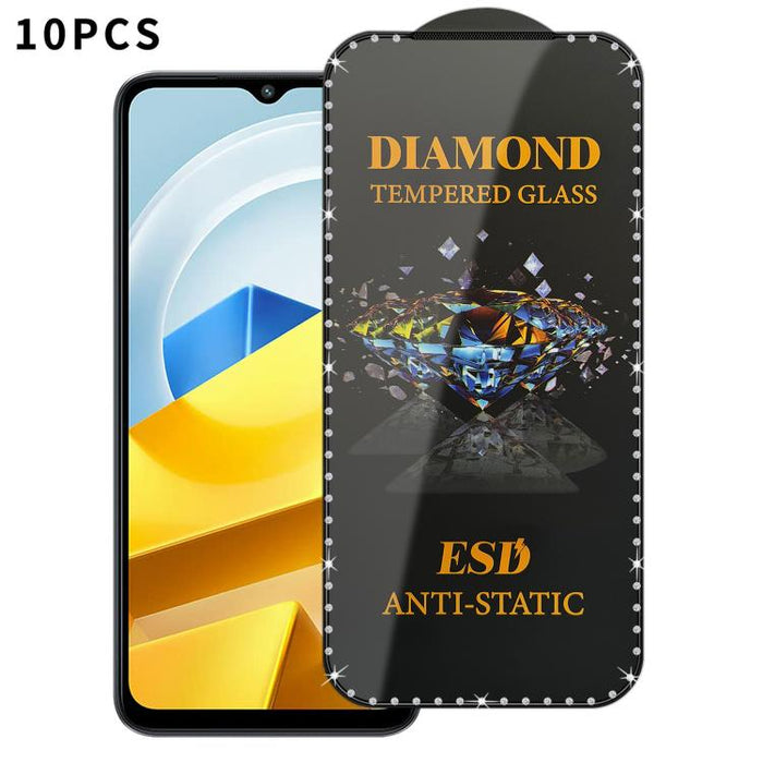 10 láminas de vidrio templado antiestático de alta definición con serigrafía de diamantes y pantalla completa., For Xiaomi Poco M7, For Xiaomi Poco C75, For Xiaomi Poco M6 Pro 4G, For Xiaomi Poco C65, For Xiaomi Poco F5 Pro, For Xiaomi Poco C51        ...