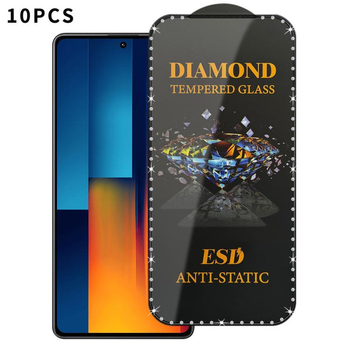 10 láminas de vidrio templado antiestático de alta definición con serigrafía de diamantes y pantalla completa., For Xiaomi Poco M7, For Xiaomi Poco C75, For Xiaomi Poco M6 Pro 4G, For Xiaomi Poco C65, For Xiaomi Poco F5 Pro, For Xiaomi Poco C51        ...