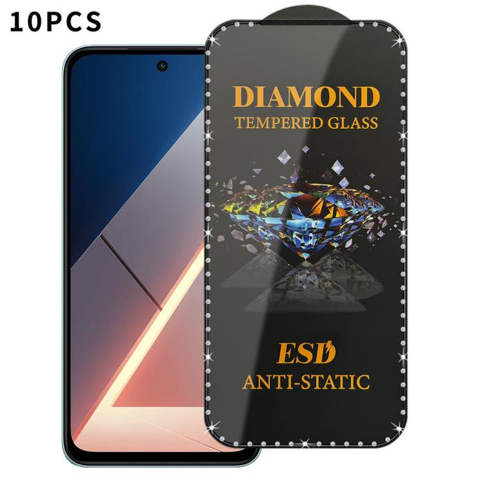 10 láminas de vidrio templado antiestático de alta definición con serigrafía de diamantes y pantalla completa., For Xiaomi Poco M7, For Xiaomi Poco C75, For Xiaomi Poco M6 Pro 4G, For Xiaomi Poco C65, For Xiaomi Poco F5 Pro, For Xiaomi Poco C51        ...