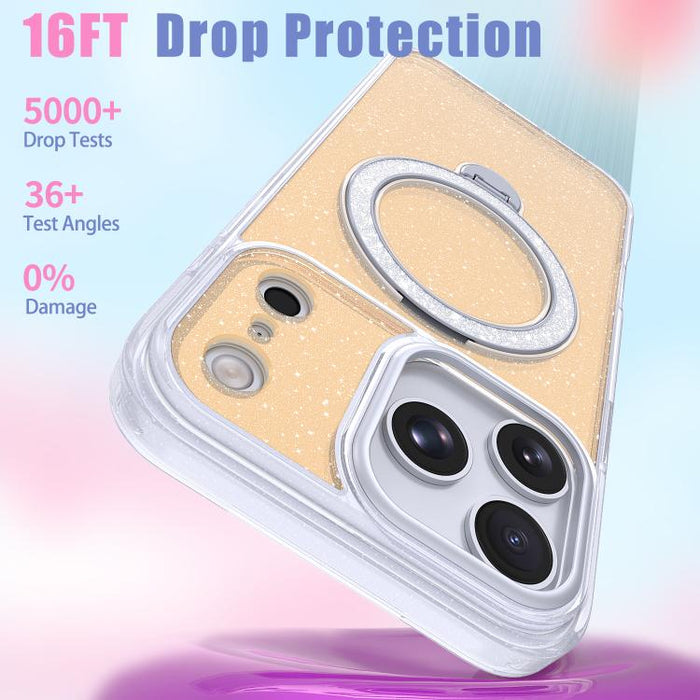 Funda para teléfono con soporte magnético y purpurina estrellada, For iPhone 17 Pro Max, For iPhone 17 Pro, For iPhone 17