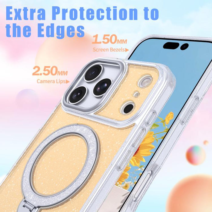 Funda para teléfono con soporte magnético y purpurina estrellada, For iPhone 17 Pro Max, For iPhone 17 Pro, For iPhone 17