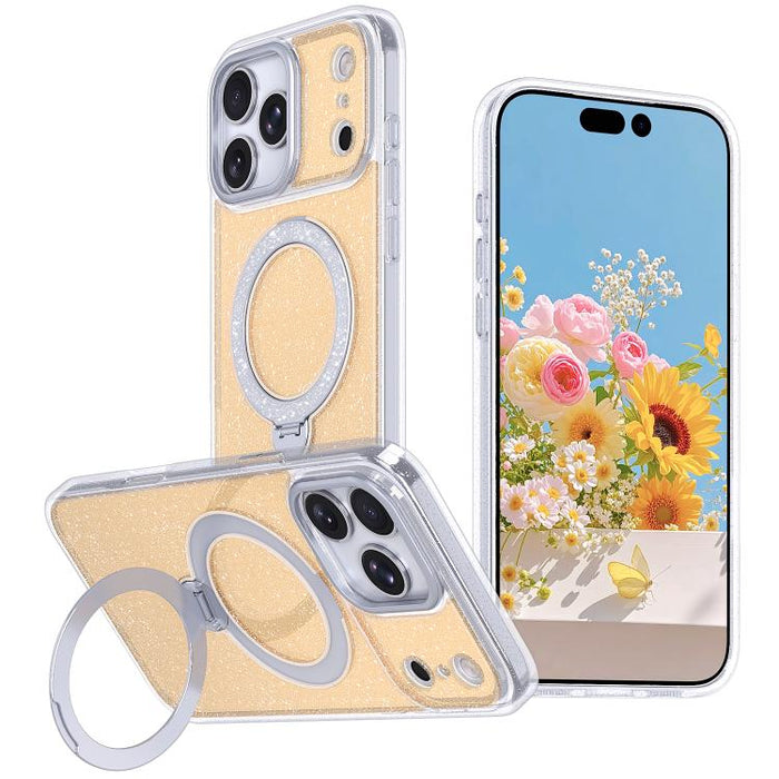 Funda para teléfono con soporte magnético y purpurina estrellada, For iPhone 17 Pro Max, For iPhone 17 Pro, For iPhone 17