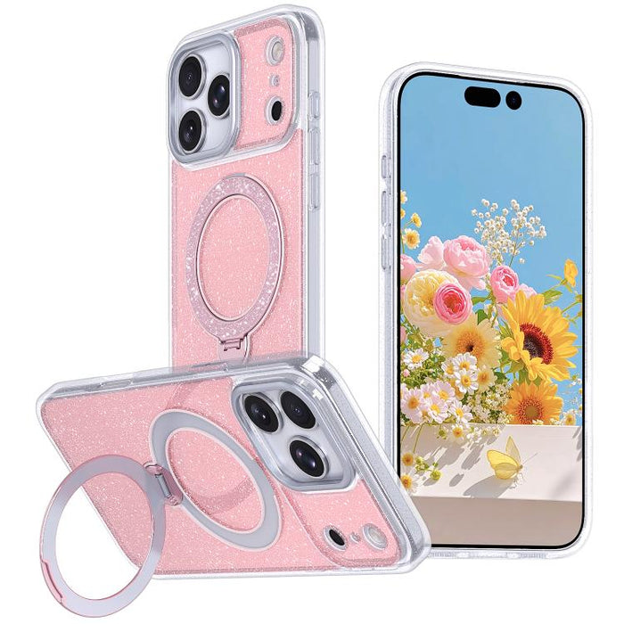 Funda para teléfono con soporte magnético y purpurina estrellada, For iPhone 17 Pro Max, For iPhone 17 Pro, For iPhone 17
