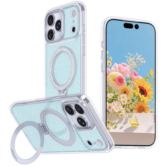 Funda para teléfono con soporte magnético y purpurina estrellada, For iPhone 17 Pro Max, For iPhone 17 Pro, For iPhone 17