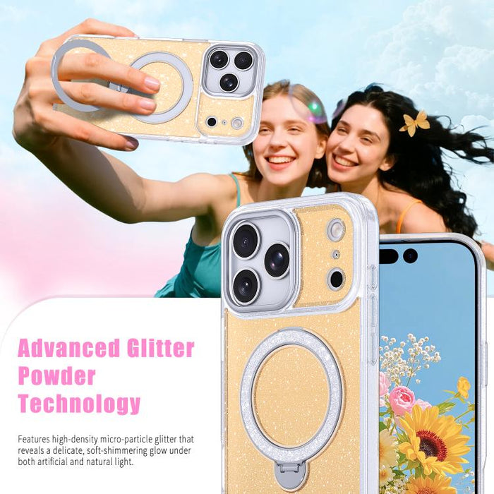 Funda para teléfono con soporte magnético y purpurina estrellada, For iPhone 17 Pro Max, For iPhone 17 Pro, For iPhone 17