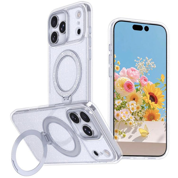 Funda para teléfono con soporte magnético y purpurina estrellada, For iPhone 17 Pro Max, For iPhone 17 Pro, For iPhone 17