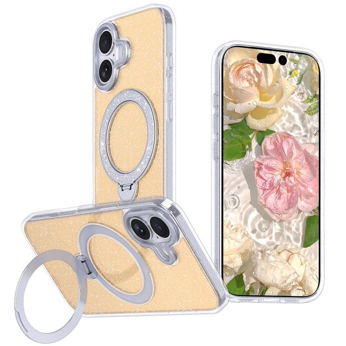 Funda para teléfono con soporte magnético y purpurina estrellada, For iPhone 17 Pro Max, For iPhone 17 Pro, For iPhone 17