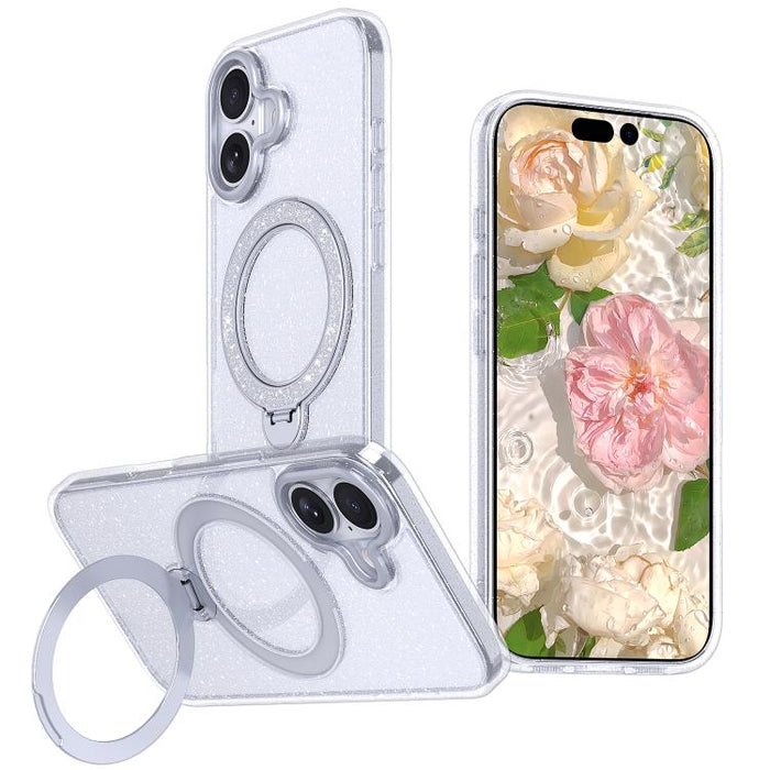 Funda para teléfono con soporte magnético y purpurina estrellada, For iPhone 17 Pro Max, For iPhone 17 Pro, For iPhone 17