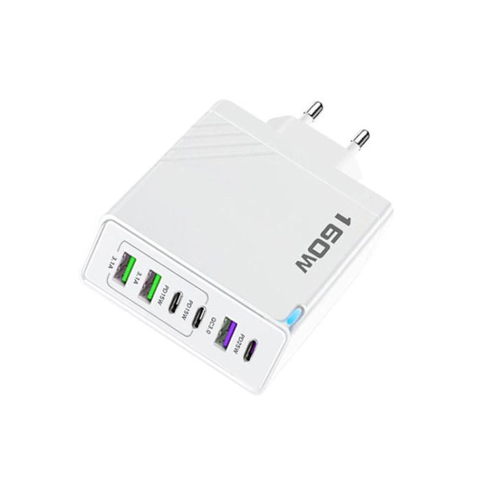 Cargador rápido de 160 W con 3 puertos USB tipo C y cable de 8 pines, enchufe europeo., EU Plug + Cable