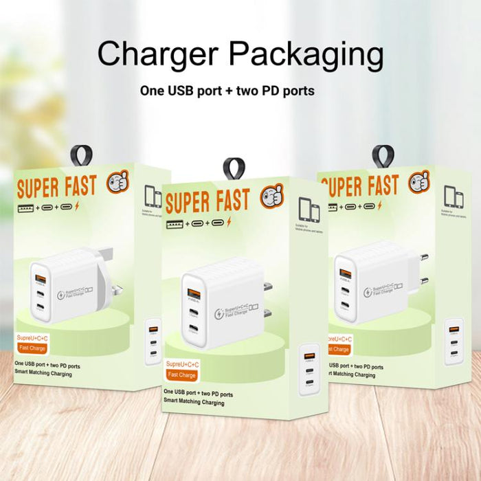 949-2C1A PD25W Tipo-C x 2, Cargador USB 3.0 con cable Tipo-C a Tipo-C / 8 pines, Enchufe estadounidense, US Plug + Cable