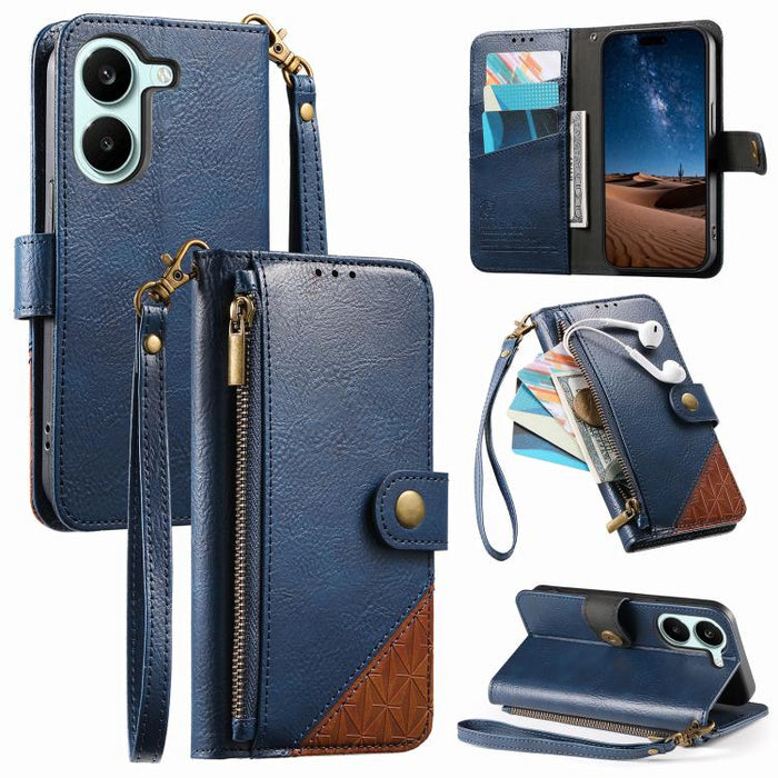 Funda para teléfono de piel vegana con cremallera y correa., For Xiaomi Poco X8 Pro Max 5G, For Xiaomi Poco X8 Pro 5G, For Redmi Turbo 5 Max 5G, For Redmi Turbo 5 5G