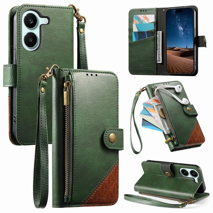Funda para teléfono de piel vegana con cremallera y correa., For Xiaomi Poco X8 Pro Max 5G, For Xiaomi Poco X8 Pro 5G, For Redmi Turbo 5 Max 5G, For Redmi Turbo 5 5G