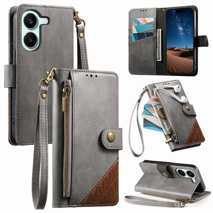 Funda para teléfono de piel vegana con cremallera y correa., For Xiaomi Poco X8 Pro Max 5G, For Xiaomi Poco X8 Pro 5G, For Redmi Turbo 5 Max 5G, For Redmi Turbo 5 5G
