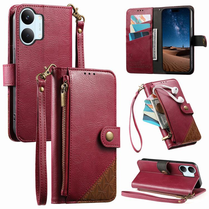 Funda para teléfono de piel vegana con cremallera y correa., For Xiaomi Poco X8 Pro Max 5G, For Xiaomi Poco X8 Pro 5G, For Redmi Turbo 5 Max 5G, For Redmi Turbo 5 5G