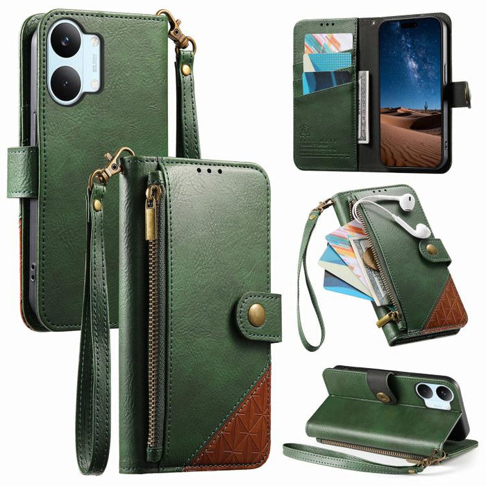 Funda para teléfono de piel vegana con cremallera y correa., For Xiaomi Poco X8 Pro Max 5G, For Xiaomi Poco X8 Pro 5G, For Redmi Turbo 5 Max 5G, For Redmi Turbo 5 5G
