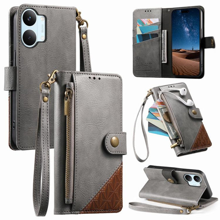 Funda para teléfono de piel vegana con cremallera y correa., For Xiaomi Poco X8 Pro Max 5G, For Xiaomi Poco X8 Pro 5G, For Redmi Turbo 5 Max 5G, For Redmi Turbo 5 5G