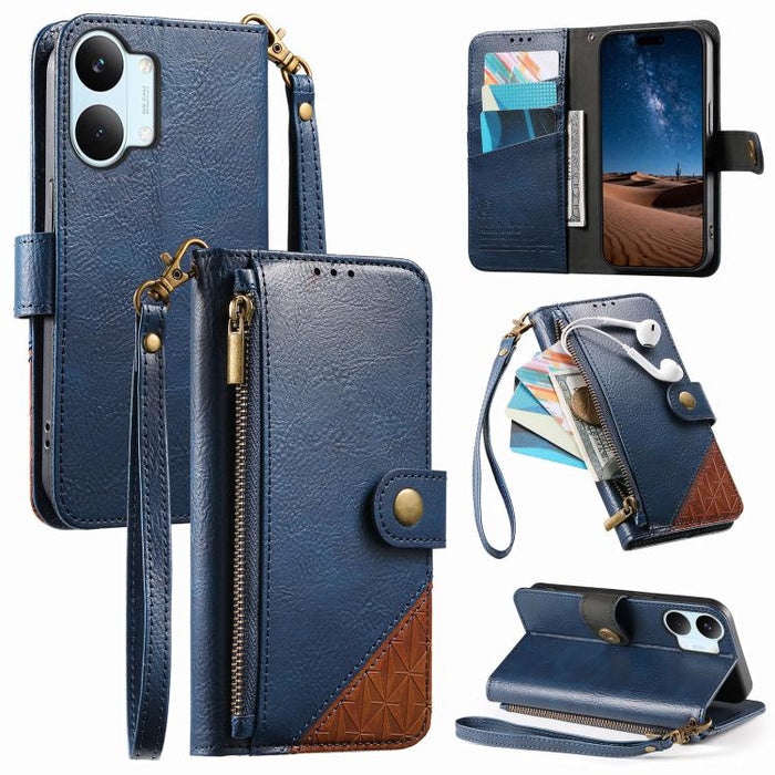 Funda para teléfono de piel vegana con cremallera y correa., For Xiaomi Poco X8 Pro Max 5G, For Xiaomi Poco X8 Pro 5G, For Redmi Turbo 5 Max 5G, For Redmi Turbo 5 5G