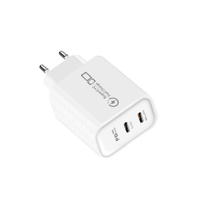 Cargador dual USB-C PD25W 949-2C compatible con protocolo PD3.0 / PPS, enchufe europeo., EU Plug