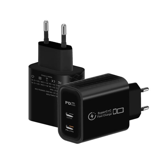 Cargador dual USB-C PD25W 949-2C compatible con protocolo PD3.0 / PPS, enchufe europeo., EU Plug