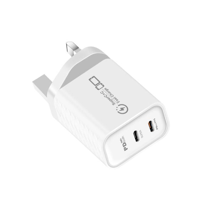 Cargador dual USB-C PD25W 949-2C compatible con protocolo PD3.0 / PPS, enchufe británico., UK Plug