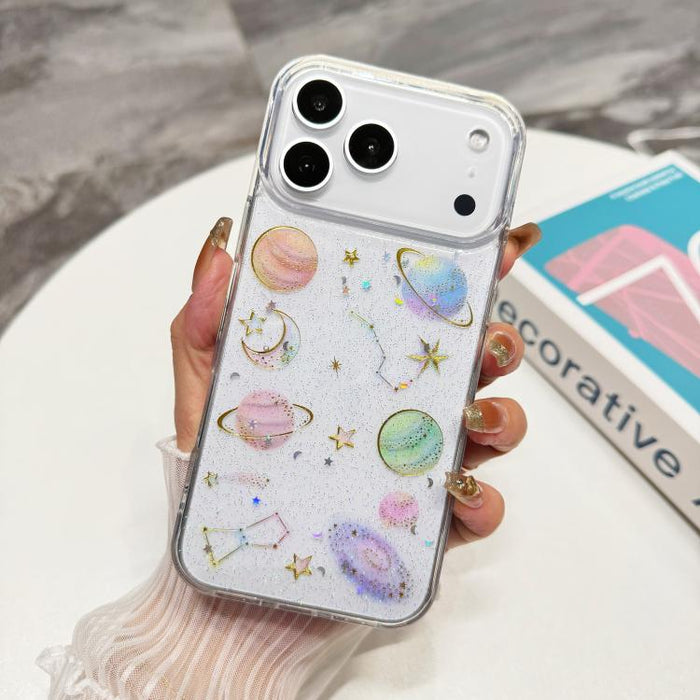 Funda para teléfono de TPU con resina epoxi y purpurina de estrella cósmica, For iPhone 17 Pro Max, For iPhone 17 Pro, For iPhone 17, For iPhone Air