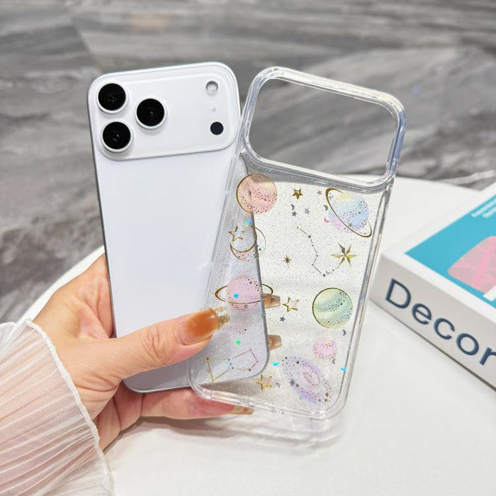 Funda para teléfono de TPU con resina epoxi y purpurina de estrella cósmica, For iPhone 17 Pro Max, For iPhone 17 Pro, For iPhone 17, For iPhone Air