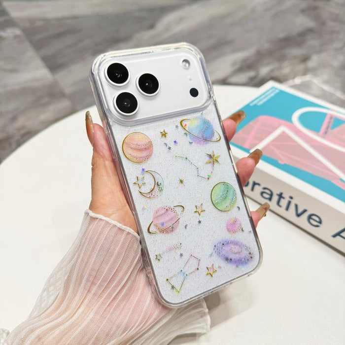 Funda para teléfono de TPU con resina epoxi y purpurina de estrella cósmica, For iPhone 17 Pro Max, For iPhone 17 Pro, For iPhone 17, For iPhone Air