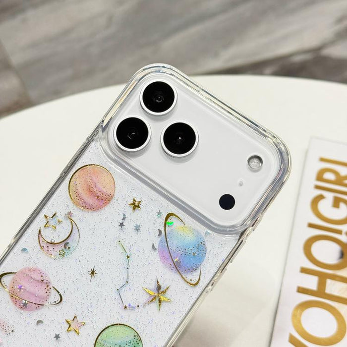 Funda para teléfono de TPU con resina epoxi y purpurina de estrella cósmica, For iPhone 17 Pro Max, For iPhone 17 Pro, For iPhone 17, For iPhone Air