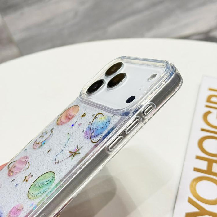 Funda para teléfono de TPU con resina epoxi y purpurina de estrella cósmica, For iPhone 17 Pro Max, For iPhone 17 Pro, For iPhone 17, For iPhone Air