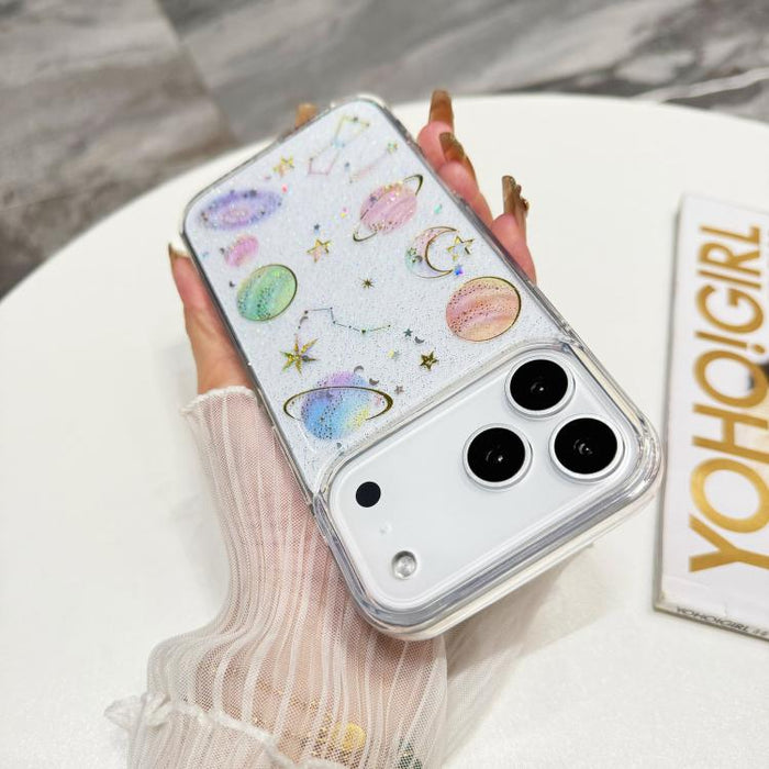 Funda para teléfono de TPU con resina epoxi y purpurina de estrella cósmica, For iPhone 17 Pro Max, For iPhone 17 Pro, For iPhone 17, For iPhone Air