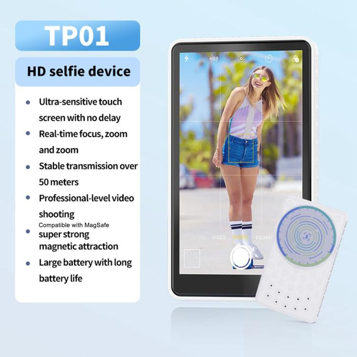 TP01 Pantalla magnética para selfies con cámara para teléfono, pantalla táctil de 4,02 pulgadas