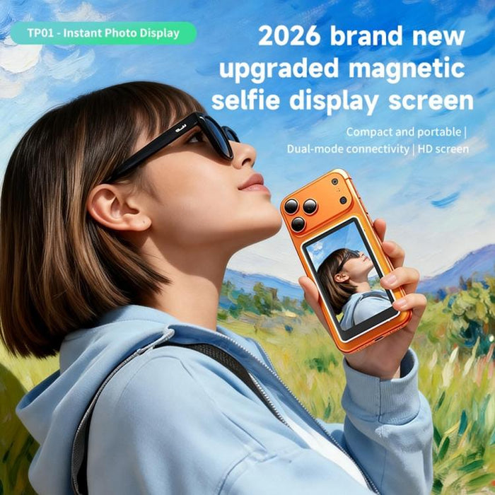 TP01 Pantalla magnética para selfies con cámara para teléfono, pantalla táctil de 4,02 pulgadas