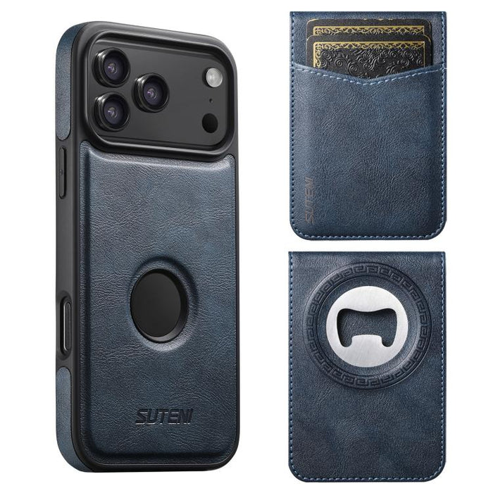 Funda para teléfono Suteni G1S5 2 en 1 con abrebotellas magnético desmontable, tarjetero y parte trasera de piel de vaca., For iPhone 17 Pro Max, For iPhone 17 Pro, For iPhone 17, For iPhone Air, For iPhone 16 Pro Max, For iPhone 16 Pro                ...