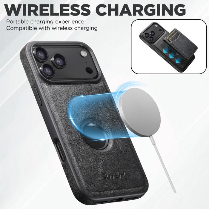 Funda para teléfono Suteni G1S5 2 en 1 con abrebotellas magnético desmontable, tarjetero y parte trasera de piel de vaca., For iPhone 17 Pro Max, For iPhone 17 Pro, For iPhone 17, For iPhone Air, For iPhone 16 Pro Max, For iPhone 16 Pro                ...