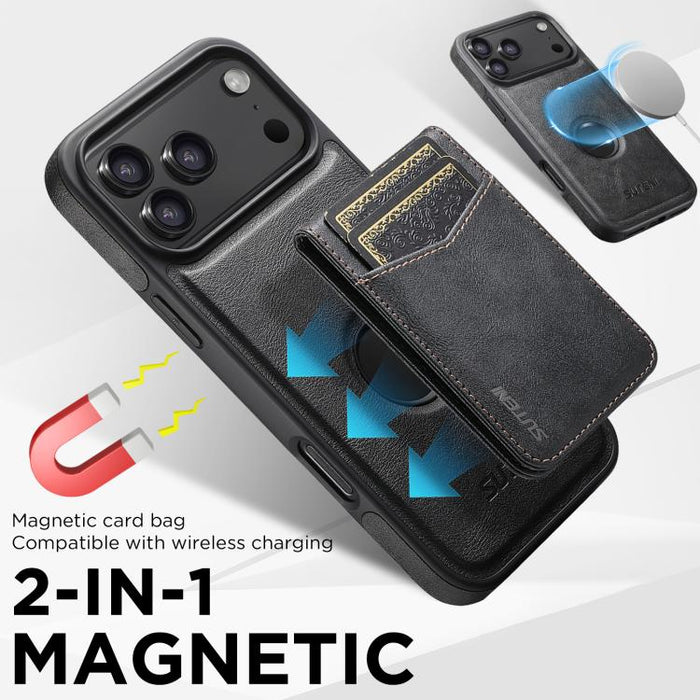 Funda para teléfono Suteni G1S5 2 en 1 con abrebotellas magnético desmontable, tarjetero y parte trasera de piel de vaca., For iPhone 17 Pro Max, For iPhone 17 Pro, For iPhone 17, For iPhone Air, For iPhone 16 Pro Max, For iPhone 16 Pro                ...