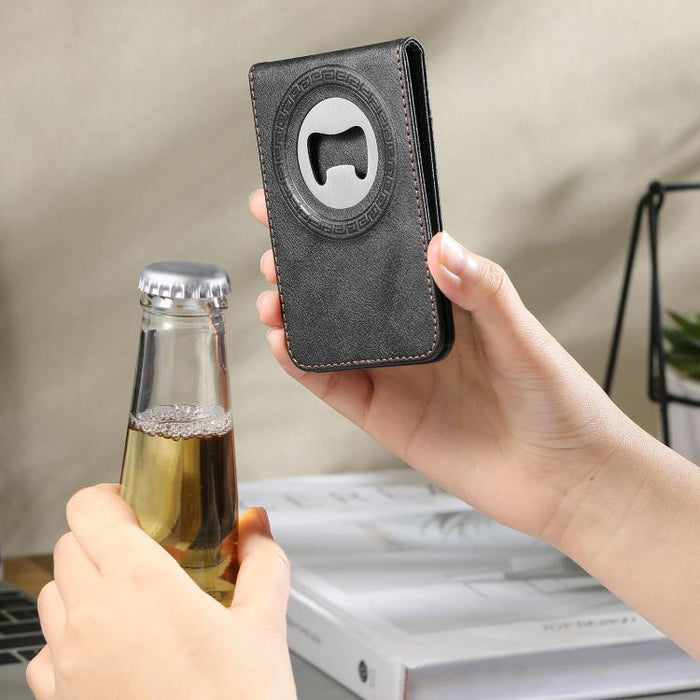 Funda para teléfono Suteni G1S5 2 en 1 con abrebotellas magnético desmontable, tarjetero y parte trasera de piel de vaca., For iPhone 17 Pro Max, For iPhone 17 Pro, For iPhone 17, For iPhone Air, For iPhone 16 Pro Max, For iPhone 16 Pro                ...