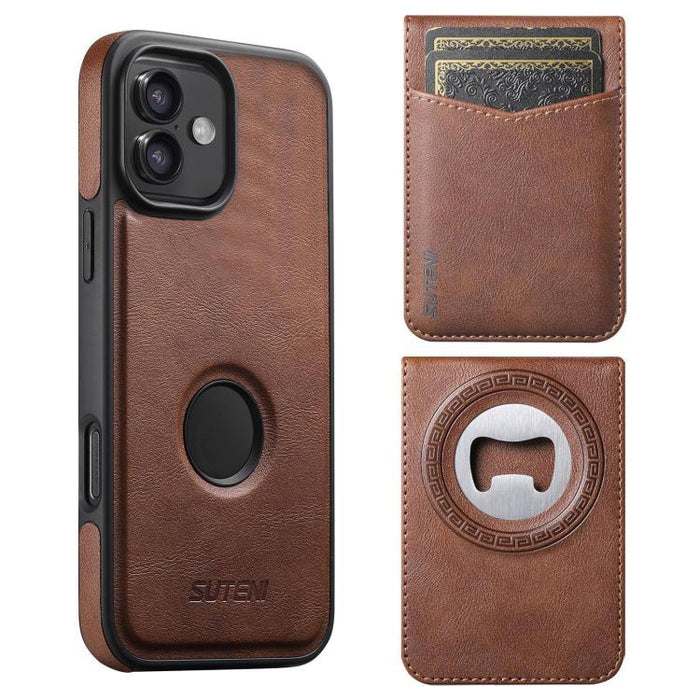 Funda para teléfono Suteni G1S5 2 en 1 con abrebotellas magnético desmontable, tarjetero y parte trasera de piel de vaca., For iPhone 17 Pro Max, For iPhone 17 Pro, For iPhone 17, For iPhone Air, For iPhone 16 Pro Max, For iPhone 16 Pro                ...