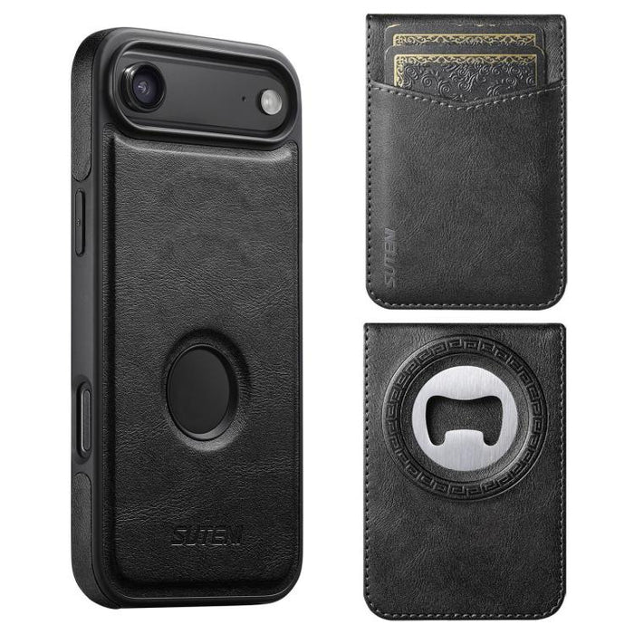 Funda para teléfono Suteni G1S5 2 en 1 con abrebotellas magnético desmontable, tarjetero y parte trasera de piel de vaca., For iPhone 17 Pro Max, For iPhone 17 Pro, For iPhone 17, For iPhone Air, For iPhone 16 Pro Max, For iPhone 16 Pro                ...
