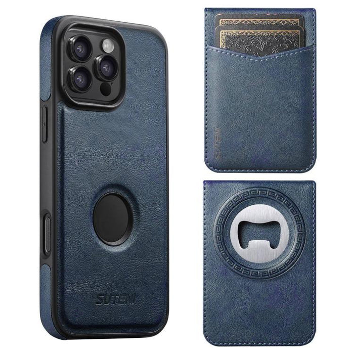 Funda para teléfono Suteni G1S5 2 en 1 con abrebotellas magnético desmontable, tarjetero y parte trasera de piel de vaca., For iPhone 17 Pro Max, For iPhone 17 Pro, For iPhone 17, For iPhone Air, For iPhone 16 Pro Max, For iPhone 16 Pro                ...